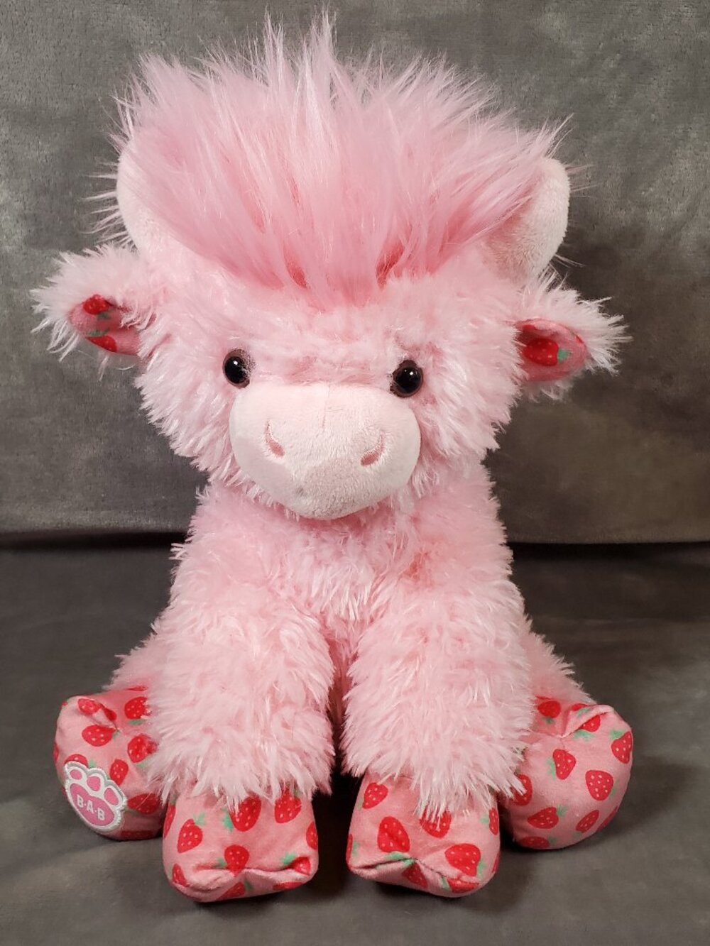Build A Bear 🍓Strawberry Highland Cow🍓 Plush Toy Pink Cow Excellent Condition